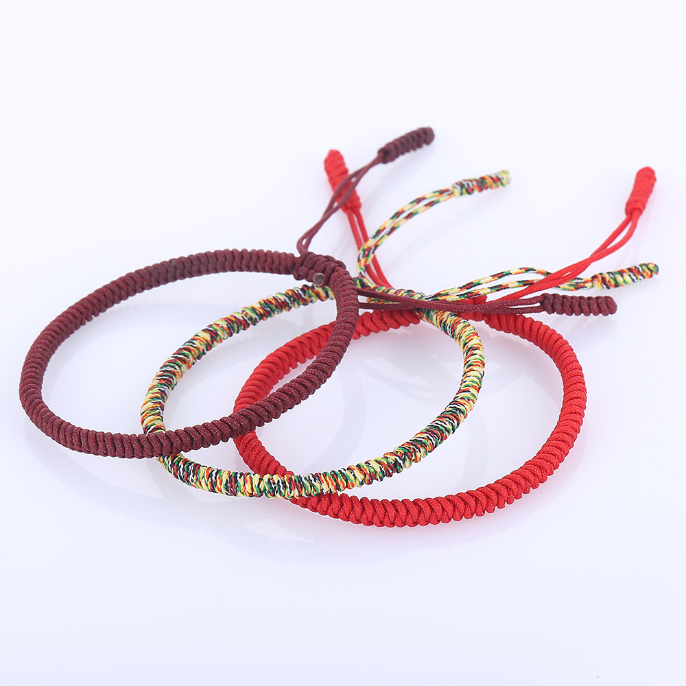 Handgefertigtes Knoten-Seil-Armbinde, tibetisch-buddhistischer Glücksbringer, tibetische Armbänder und Armreifen für Frauen und Männer,