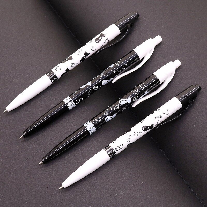 20 teile/los Blau Refill 0,7mm Kugelschreiber Schwarz Und Weiß Gedruckt Katze Muster Schreiben Stift Student Schreibwaren