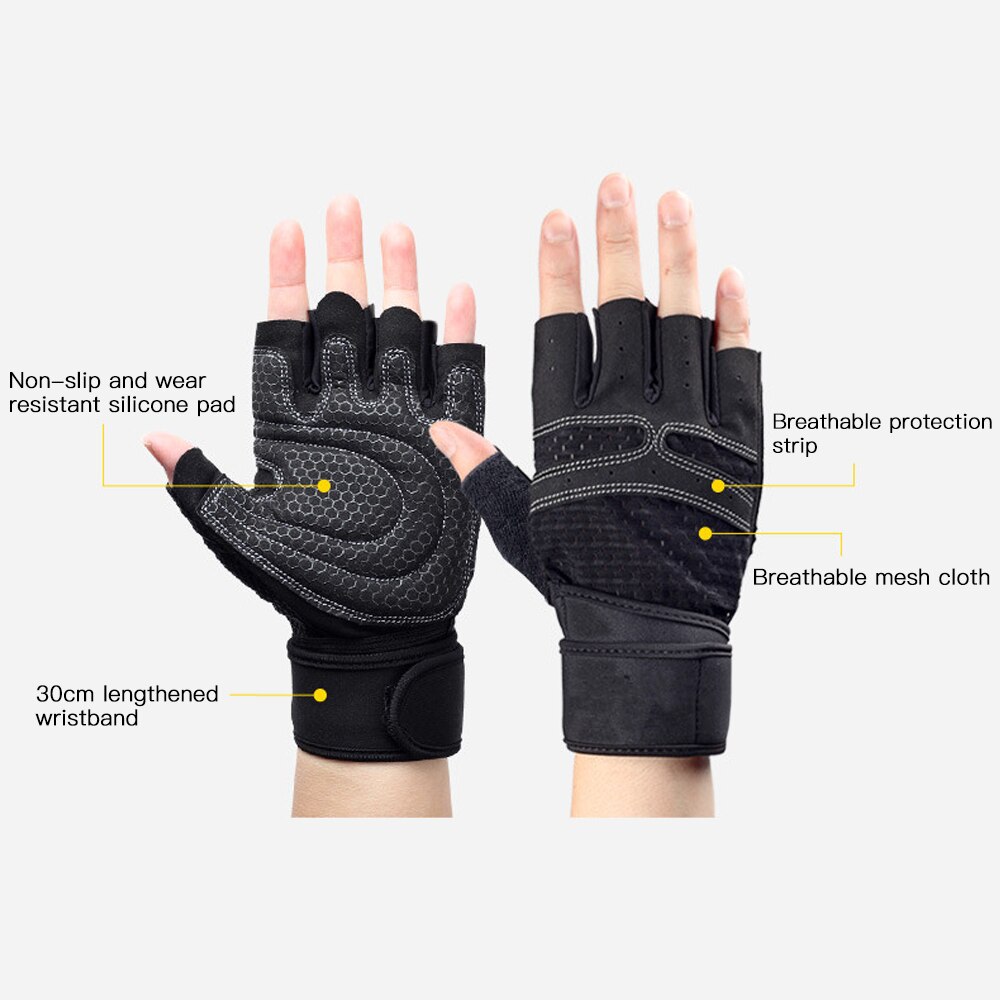 Traspirante Guanti Per Fitness In Silicone di Palma Hollow Torna Palestra Guanti Guanti di Sollevamento Pesi Allenamento Manubrio Crossfit Bodybuilding Guanti