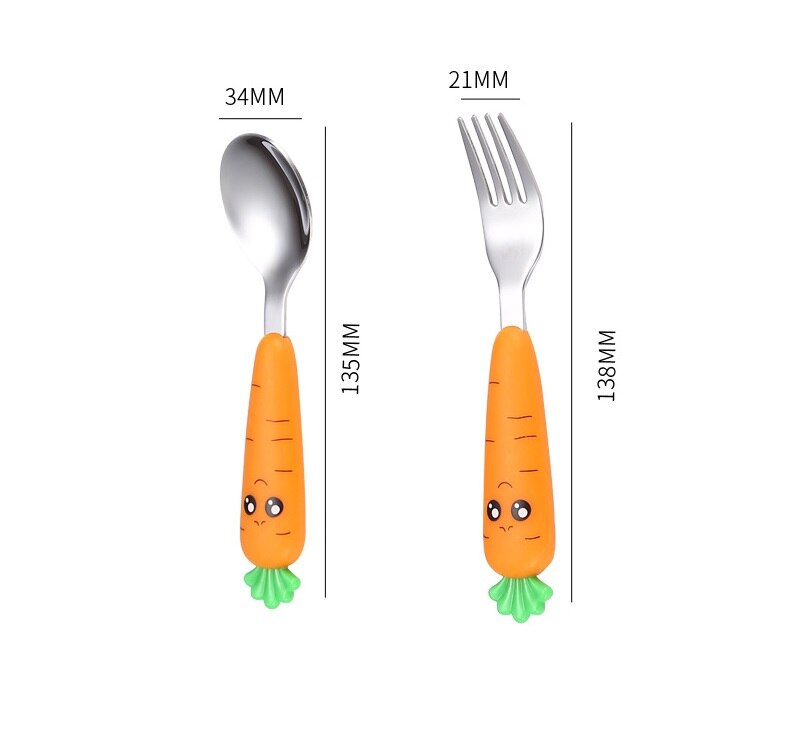 Cartoon Wortel Baby Gadgets Peuter Servies Bestek Servies Kinderen Gebruiksvoorwerp Roestvrij Steelbaby Voeden Gadgets: 06