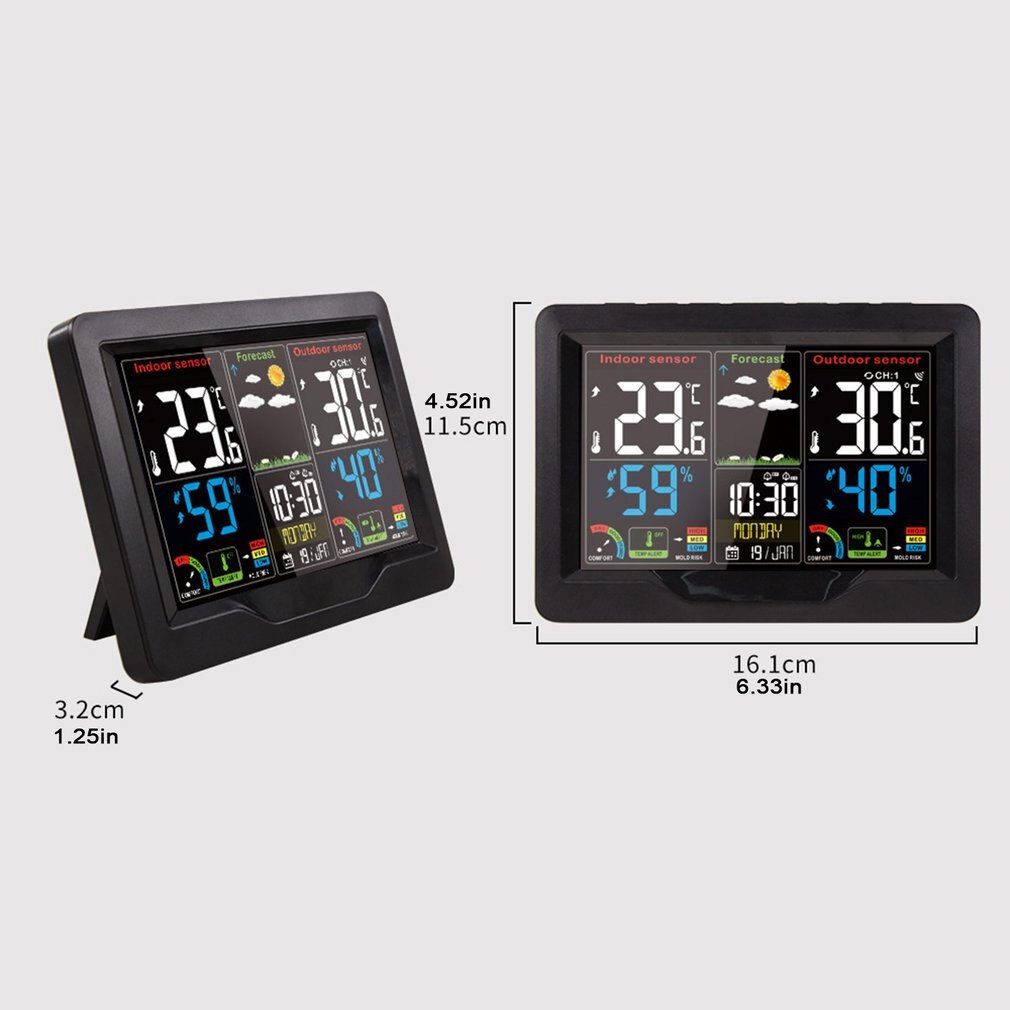 Digital weather clock Weather Station Wireless Touch Screen Wall Clock Indoor Outdoor Moisture Temperature Meter 3383C