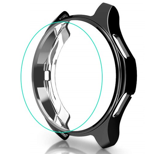 Cover til samsung galaxy watch 46mm 42mm gear  s3 frontier case galss bumper blødt smart watch tilbehør belagt beskyttende skal: Sort / Gear  s3