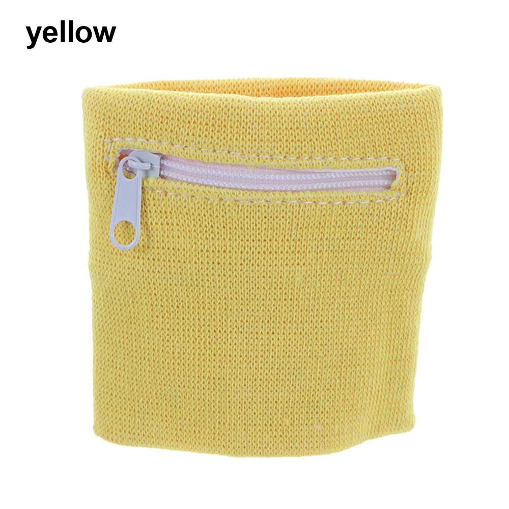 1Pc Soft Wrist Band Sport Wrist Purse Bag Running Wrist Protection Outdoor Gym Key Pocket Bike Wallet Safe Zipper Wrist Band: yellow