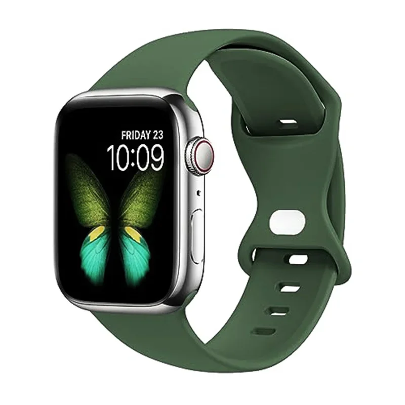Sportarmband för apple watch-band 44mm 45mm 41mm ultra 2 49mm 40 38/42mm 46mm silikonarmband iwatch-serien 10 7 9 8 6 5 4 3 se: Olivflingor / 16mm