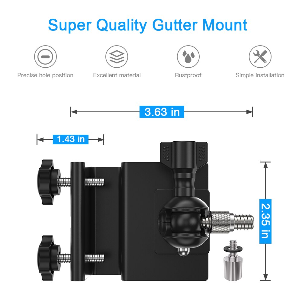 Gutter Mount Bracket Protective Adjustable Mount with M3 Adapter Screw for Ring Spotlight Cam Battery Mounting Bracket Outdoor