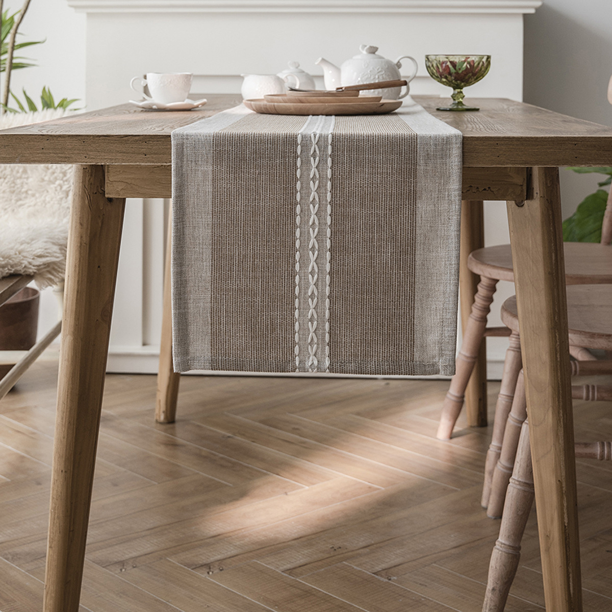 Tafelloper Noordse jacquard geometrische tafelvlag Kwastje Mode Theevlag Eetvlag Lang polyester katoenen tafelkleed: 30*220 cm / Bourgondië