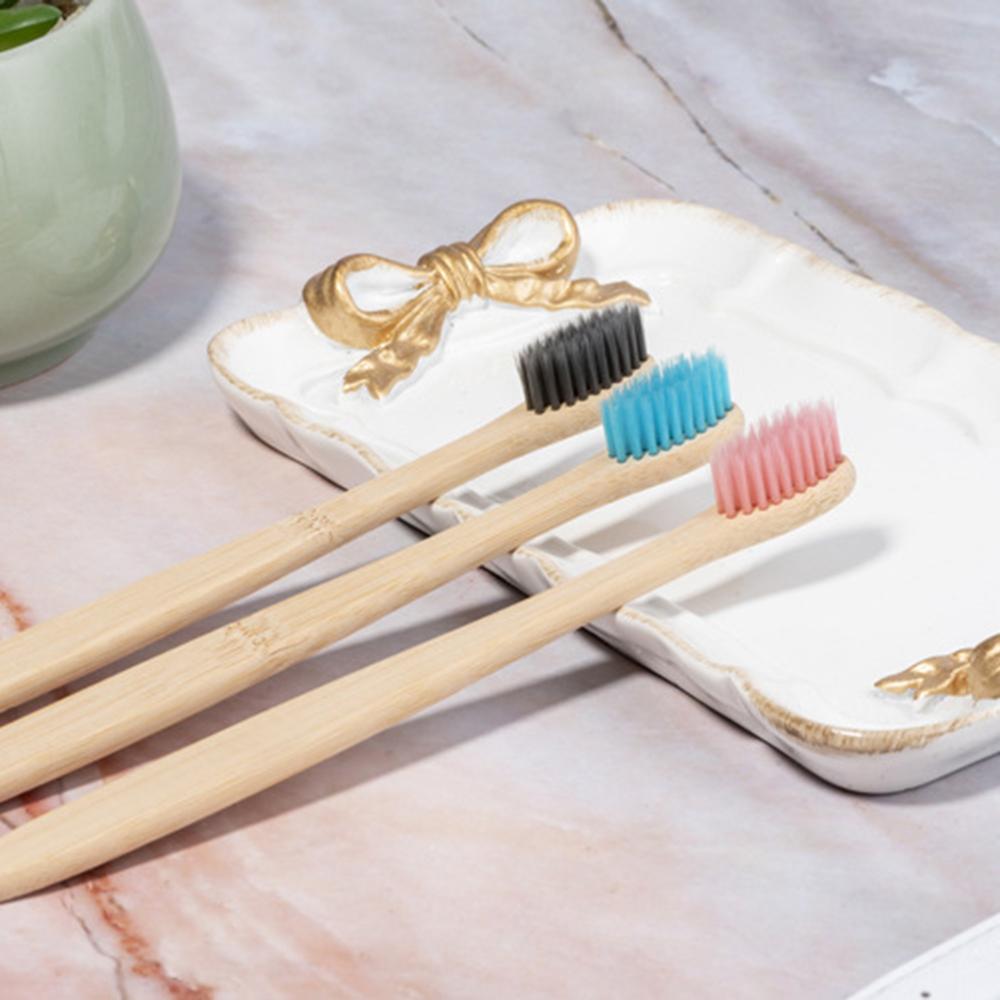 10 pak flere farver blød fiber bio-baserede børster miljøvenlig bambus tandbørste voksentænder ren rejse tandbørste