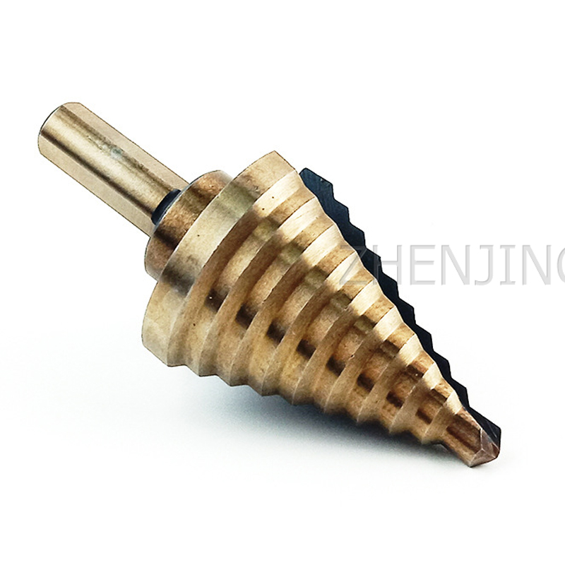 5pc pouces en aluminium boîte rôti jaune Triangle poignée étape perceuse pagode perceuse travail du bois trou ouvre ensemble