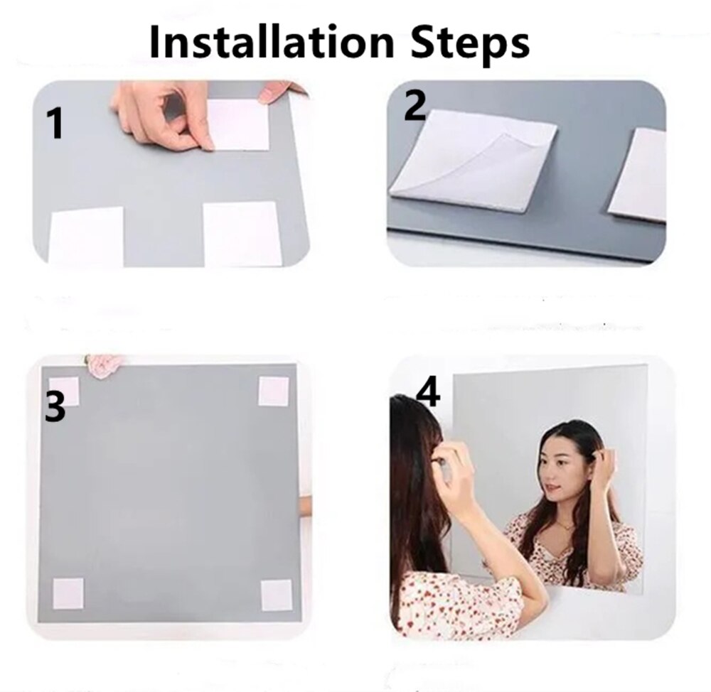 Acrylic Mirror Stickers 3 pcs Square Mirror Sticker Crystal Wall Paper DIY 3D Wall Decal Living Room Bathroom Modern Decoration