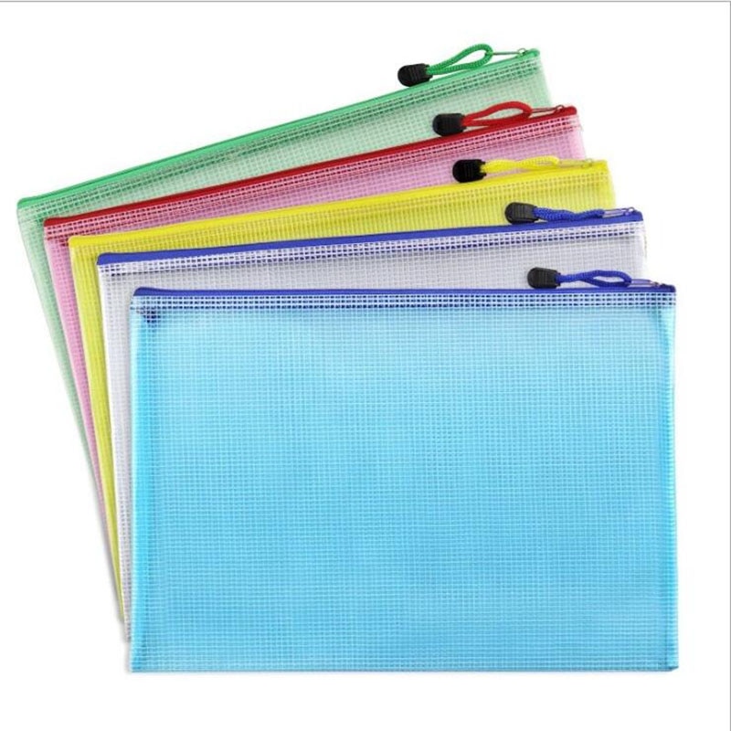 transparent Wasserdichte Reißverschluss Netz Datei Tasche Geschäft Büro Ordner Schüler Lernen Materialien Schreibwaren Tasche (Farbe Zufällig)