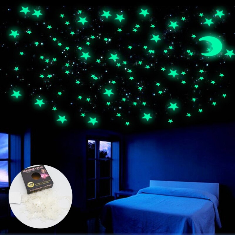 Luminous Sticker High Brightness Milky White Star Moon Stereo Luminous Sticker Dream Romantic Star Wall Sticker