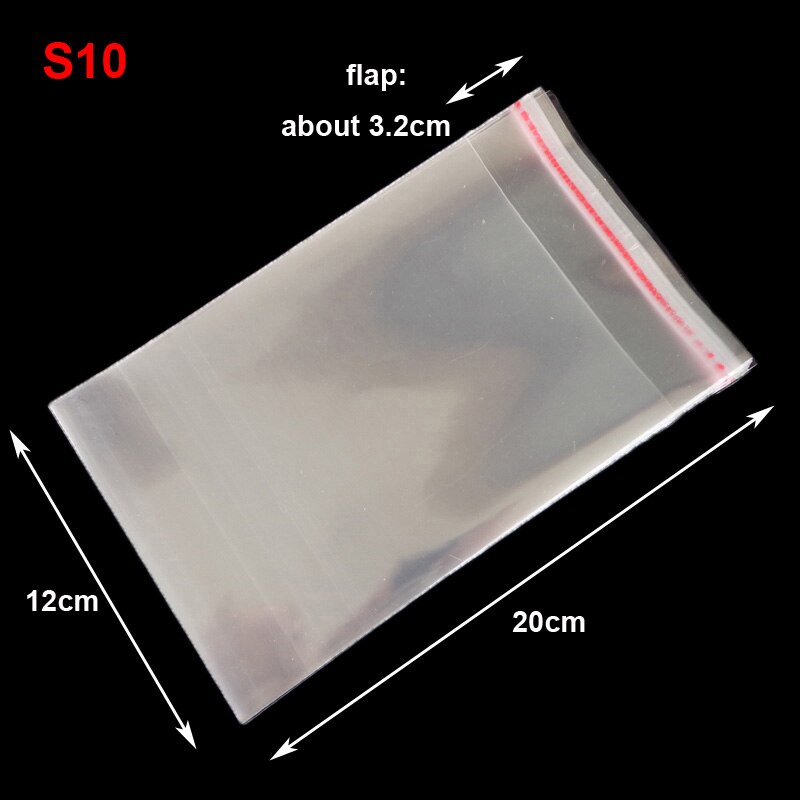50pcs Resealable Plastic Transparent Bags Clear Cellophane Self-adhesive Plastic Opp Bag Packing Storage Poly Bag: 50pcs 12x20cm