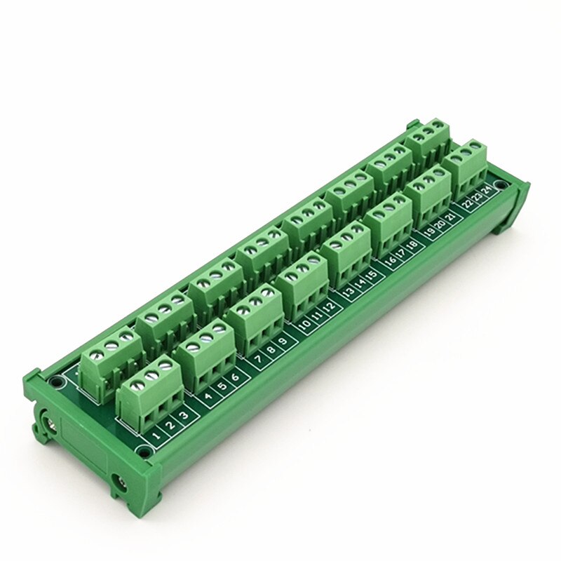 WELL LONG DIN Rail Mount Green Terminal 24A/400V 8x3Position Screw Terminal Block Distribution Module.