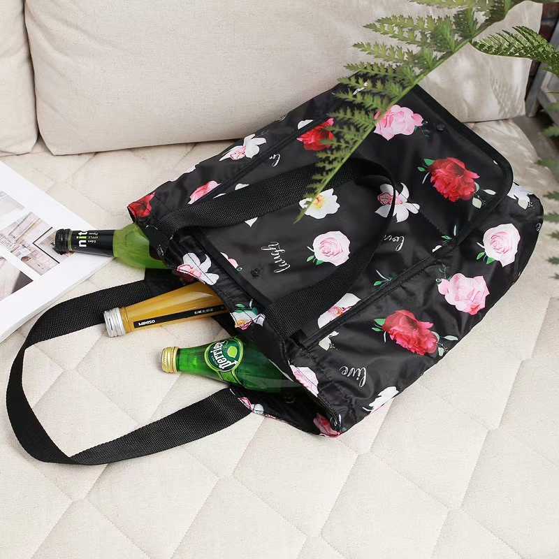 De gran capacidad de nylon con estilo de impresión bolsa nevera portátil almuerzo bolsa el almuerzo bolsa | Hielo térmico supermercado aislado bolso para la compra, bolsa de