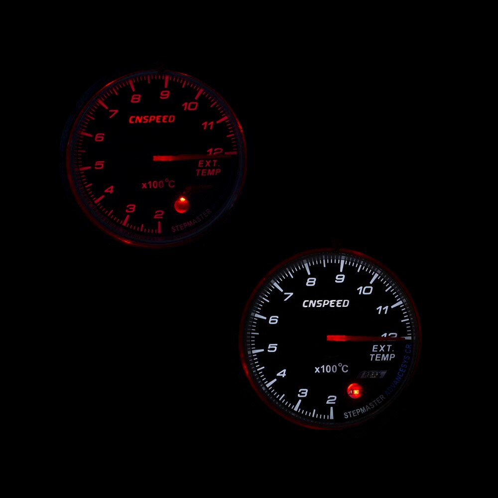 CNSPEED 60MM Auto Exhaust Gas Temp Gauge EGT EXT Temp Gauge Met Rood & Wit Licht gauge Auto Meter YC101418 + YC100211