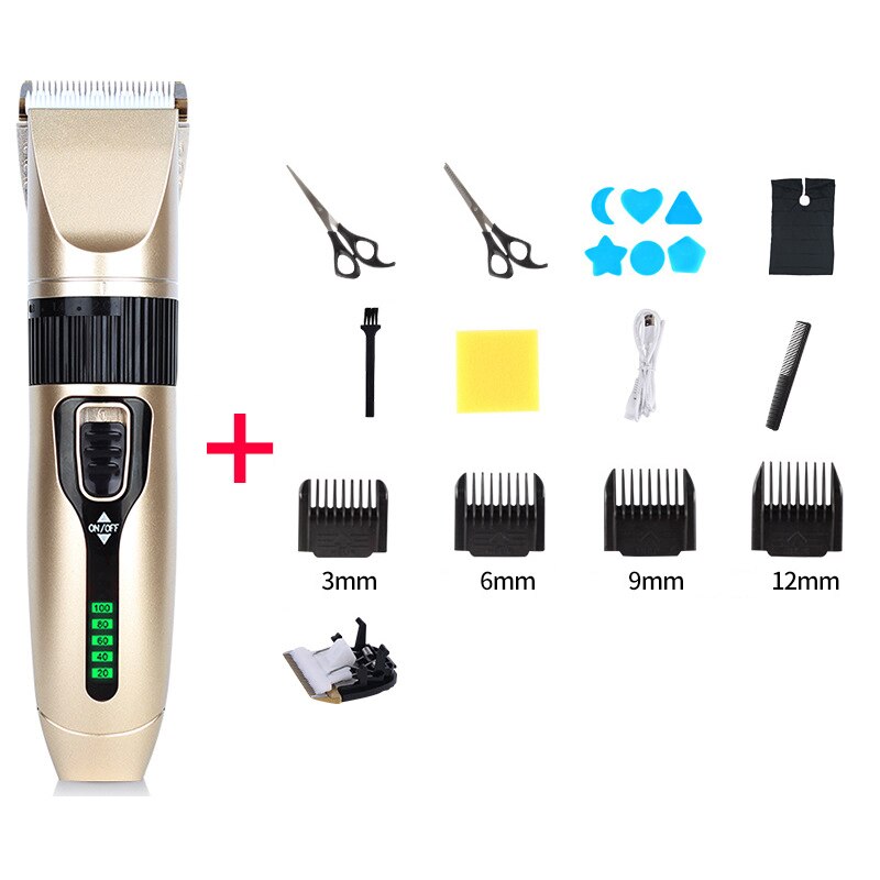 Electric Hair Clipper Electric Trimmer With LED Screen Rechargeable Men Strong Power Steel Cutter Head: 4