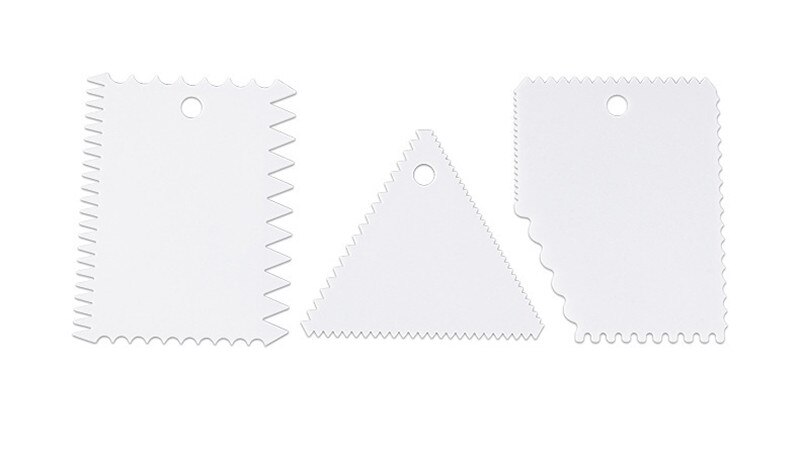 3PCS/Lot Dough Cake Cutter Slicer Spatula for Cake Cream Scraper Pasty Cutters Scraper Irregular Teeth Edge DIY Smoother: A-WHITE
