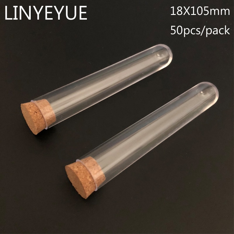 50 teile/paket 18x105mm Kunststoff Reagenzglas Mit Korken U-bilden Boden Labor Leere Duftenden Tee rohre Hochzeit gefälligkeiten