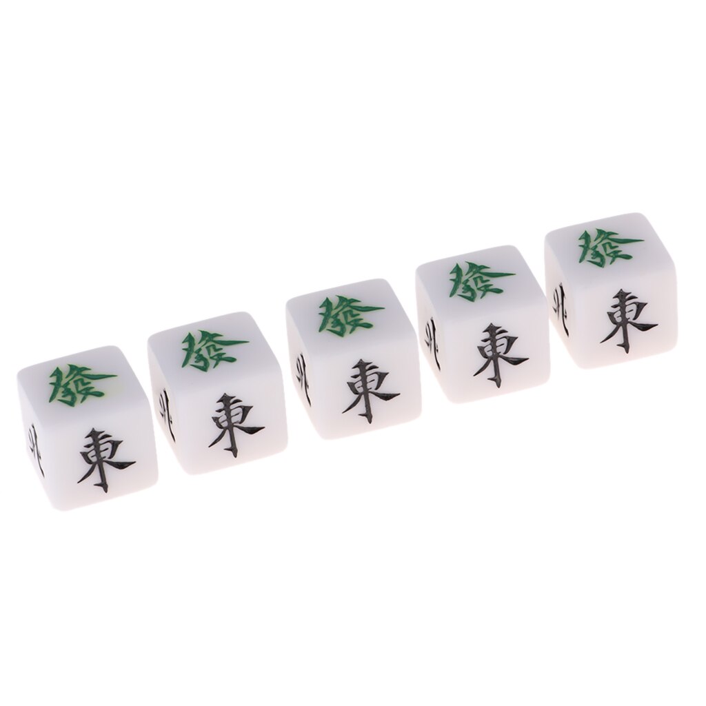 Kit  of 5 stk. mahjong terninger i akryl tilbehør i mahjong-størrelse