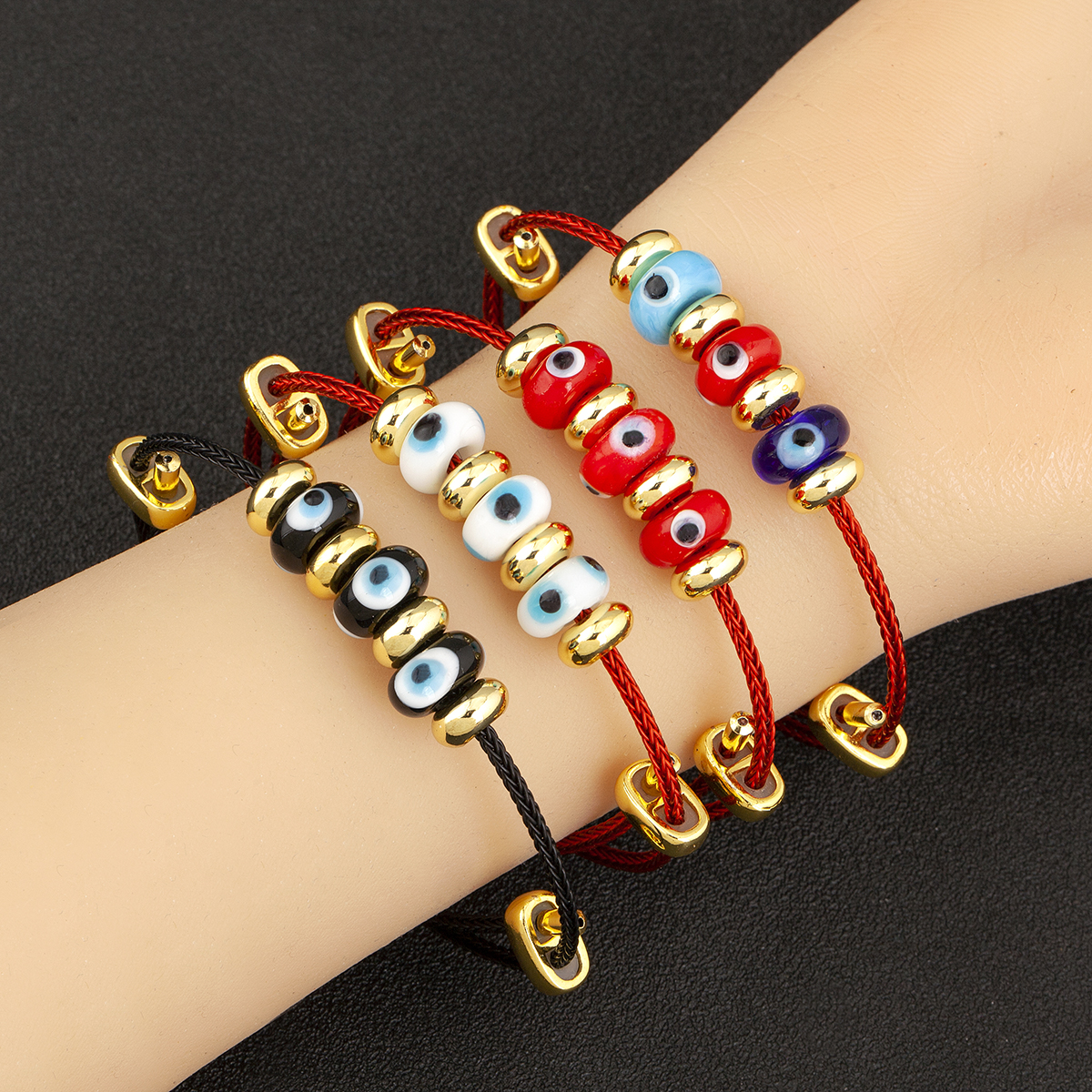 Nidin nueva pulsera de cuerda de ojo malvado turco de la suerte ajustable para mujeres estilo Punk de personalidad de joyería