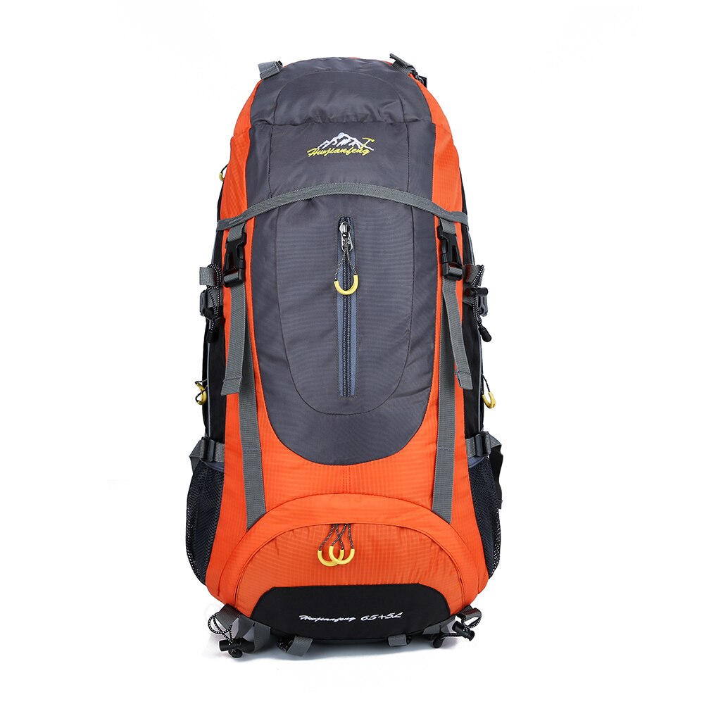 65+5L Outdoor Backpack Large Capacity Men Women Climbing Trekking Bags Mountaineering Hiking Backpacks Climbing Rucksack: orange