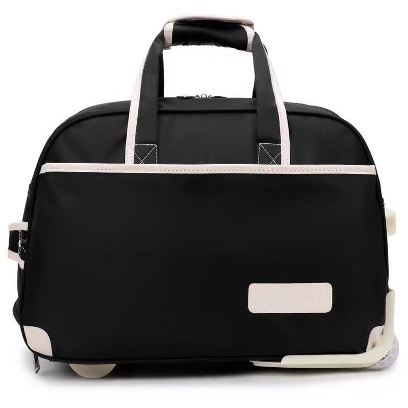 Bolsa de fin de semana para maleta, equipaje grande impermeable, Rodante, bolso con carrito, equipaje de viaje con ruedas: Negro / 24"