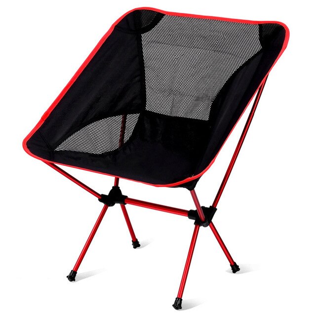 Foldestol aluminiumslegering ultra let camping fiskestol udendørs grill bærbar foldestol hvilestol liggestol: Rød
