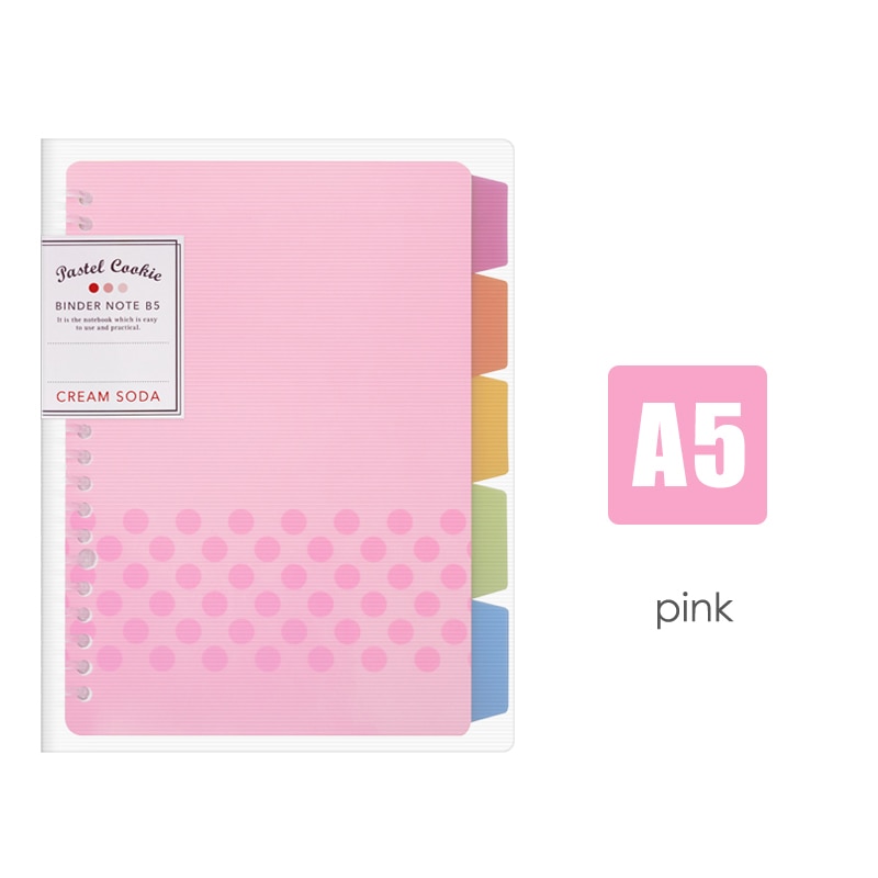 JIANWU japan KOKUYO Macaron note book loose leaf inner core A5 B5 notebook diary plan binder office school supplies ring binder: A5 pink