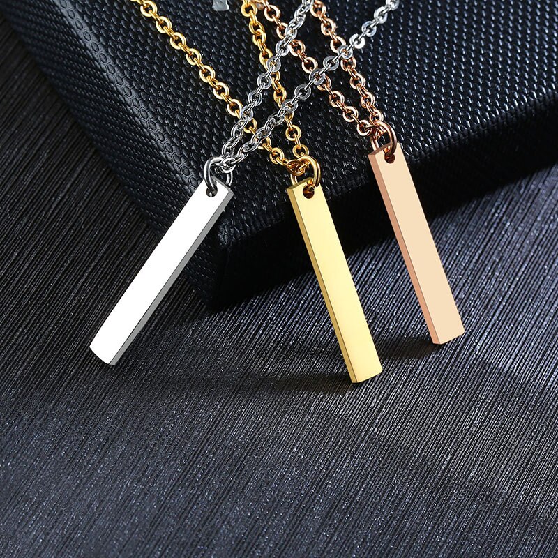 FXM GCC2 steel necklace popular lady 32mm square shape silver color lover women write i am man