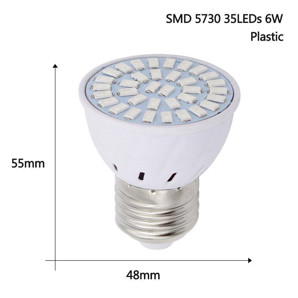 1 Pcs Volledige Spectrum E27 Led Grow Light 5W 6W 12W 15W 18W 25W smd 5730 2835 Led Spot Lamp Voor Greenhouse Bloeiende Planten: 6W 5730SMD