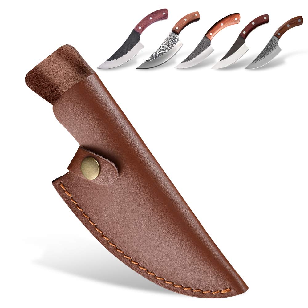 XYJ-Funda de cuchillo para deshuesar cuchillos de 5,5/6 pulgadas, Funda de cuero con lazo para cinturón, Protector de hoja, funda para filetear cuchillos: 5.5 inch brown