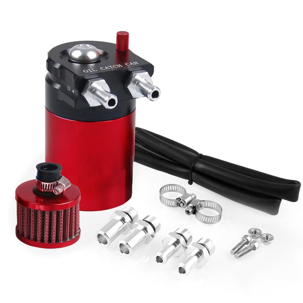 Universal 300ML Aluminum Car Engine Oil Catch Can Kit Air Oil Separator Tank Cylinder Baffled Reservoir
