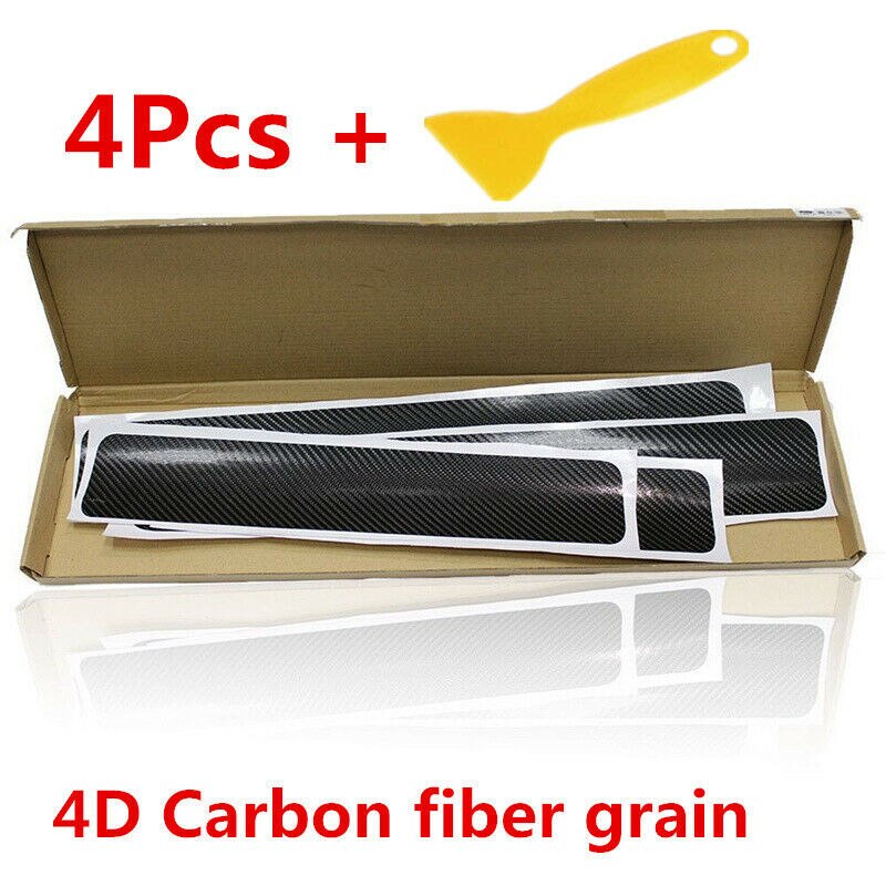 Pegatinas de umbral de puerta 4 Uds. De fibra de carbono cubierta de umbral negro protector antiarañazos