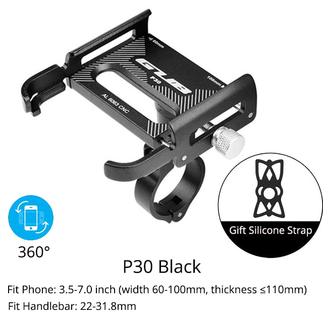 Gub Fiets Telefoon Houder Aluminium Ondersteuning Voor Bike Motorcycle 3.5-7.0 Inch Mobiele Telefoons Stand Mtb Stuur Mount: P30 Black
