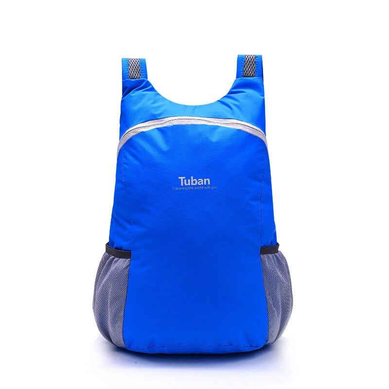 Tuban letvægts nylon sammenklappelig rygsæk vandtæt rygsæk foldetaske bærbar pakke til kvinder mænd travelmochila mujer: Blå