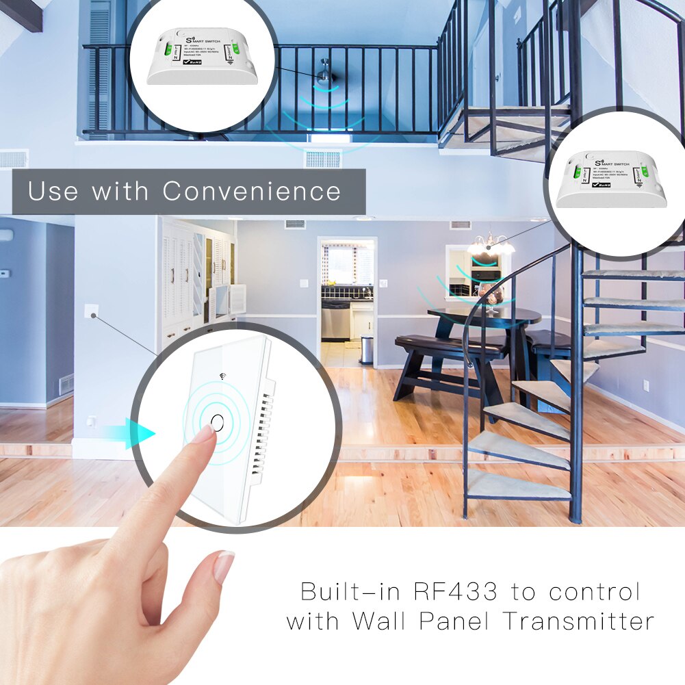 Rf433 slimme wifi-wandschakelaars zonder neutrale draad nodig, slimme wandschakelaar met één draad, werkt met alexa en google home 170-250v