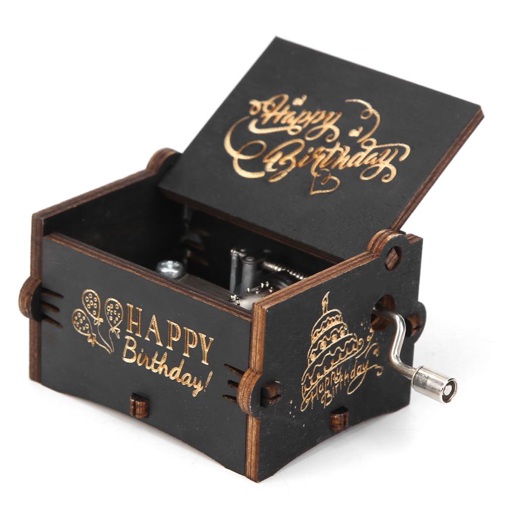 Carved Hand Cranked Musical Box Red Wooden Manual Child Birthday Children/friends Christmas Birthday