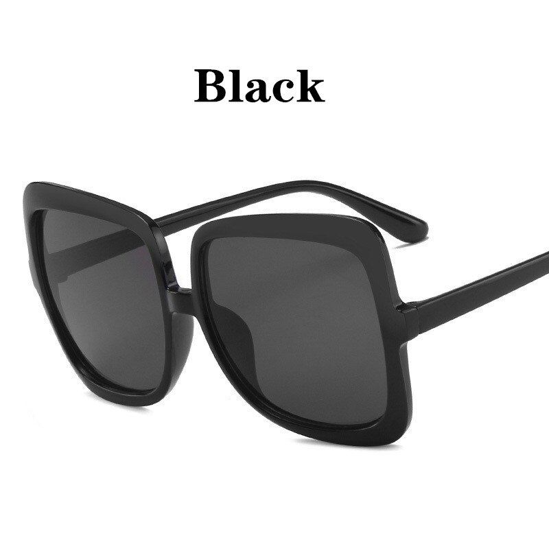 Women Oversized Sunglasses Vintage Brand Plastic Frame Colorful Sun Glasses UV400 Lentes De Sol Mujer: Black