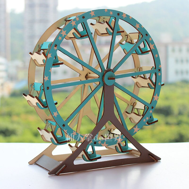 Grande roue 3D Puzzle en bois découpe Laser en bois assemblé jouet bricolage à la main Institution bâtiment jouets pour enfants enfants