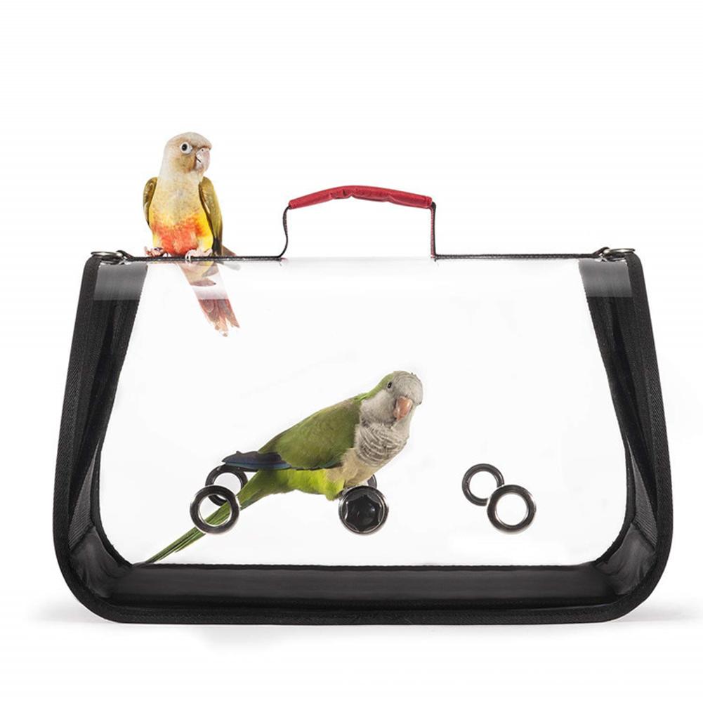 Jaula de viaje para pájaros, jaula transparente de PVC, transpirable, conveniente, bolso para mascotas