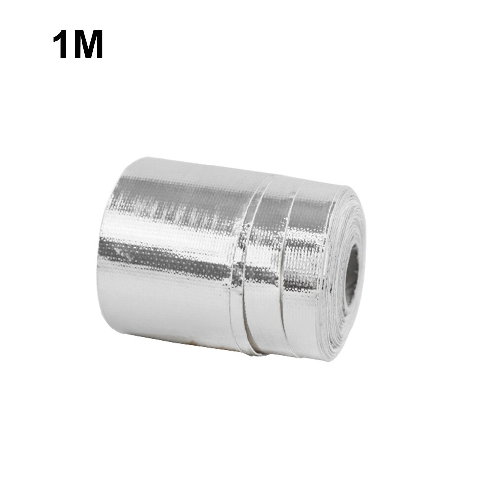 En gull bil termisk eksos tape luftinntak varmeisolasjon skjold wrap 50mm reflekterende varmebarriere selvklebende motor 5/10m: Sølv -1m