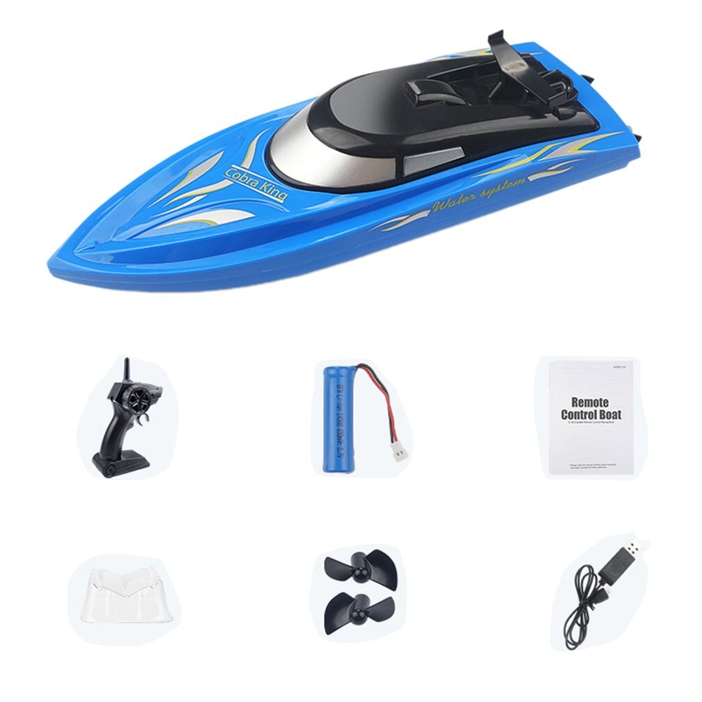 Remote Control Boat Long-lasting Endurance High-speed Rowing Summer Water Boat For Boy Model Airplane: blue