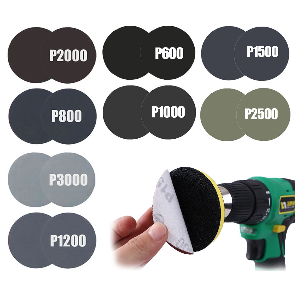 Papel de lija de 3 pulgadas para disco de molienda de Metal y madera, papel de lija de agua seca, herramienta de pulido de papel abrasivo, almohadilla de lijado de grano 1000 2000 3000