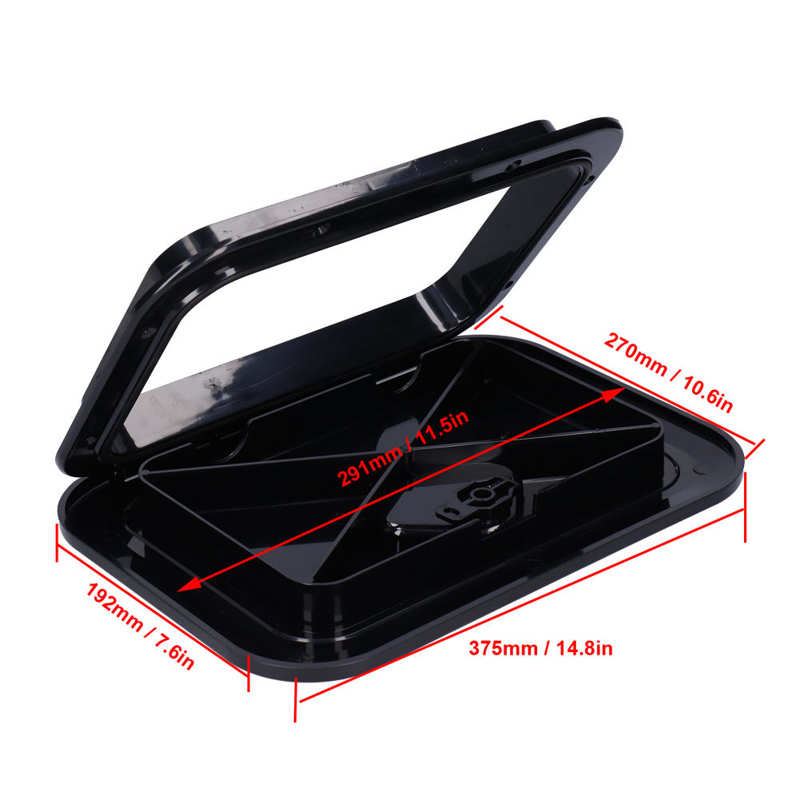 Marine Boat Deck Access Hatch Inspection Cover Ultraviolet Resistant Black 14.75x10.6in Boat Accessory