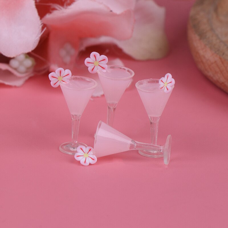 4Stck 1/12 Puppenhaus Miniatur Cocktail Tasse Trinken Glas Modell Spielzeug Puppenhaus Dekor