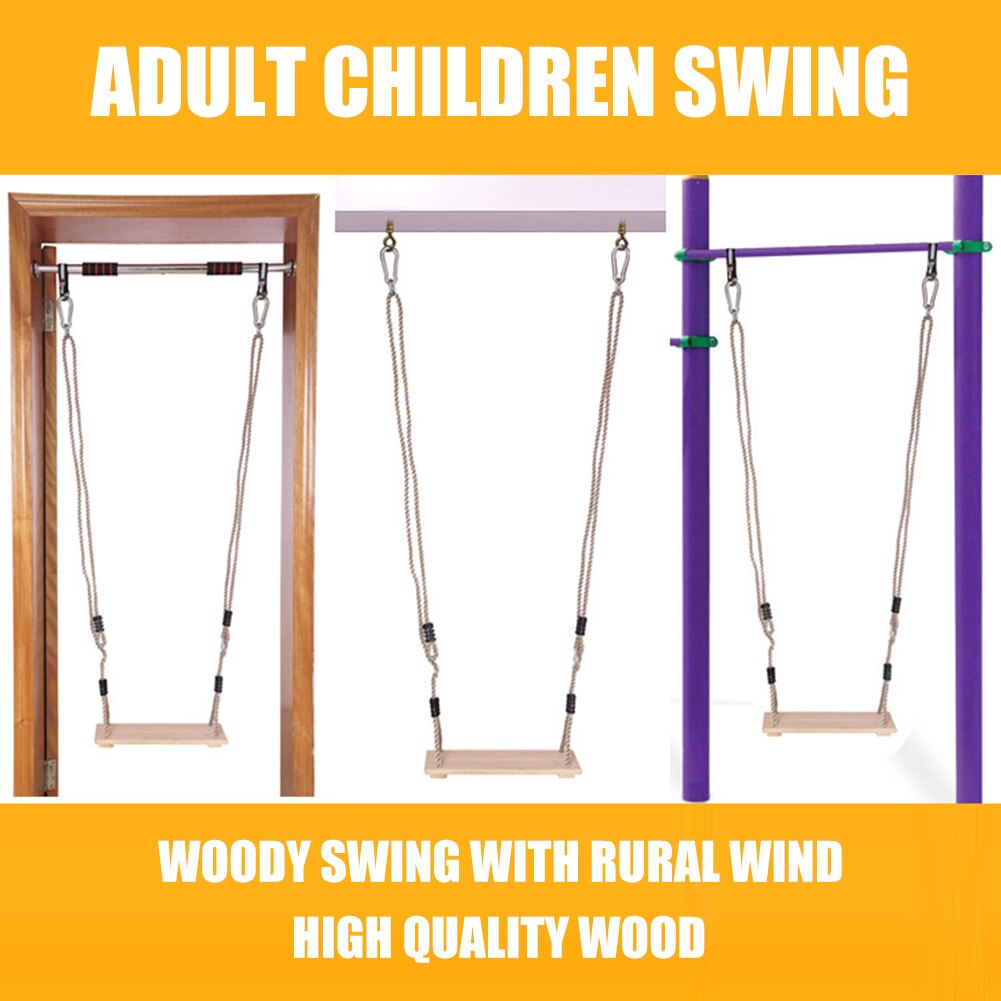 Kids Outdoor Swing Wooden Outdoor Swing Pastoral Style Platforms Jungle Gym Fitness Swing Children Adults Garden Swing with Rope