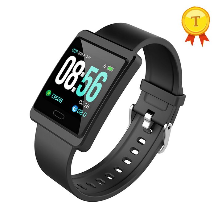 Beste om te trouwen nieuwste hartslag activiteit slaapmonitor siliconen armband horloge slimme armband slimme band voor vrouwen: Zwart