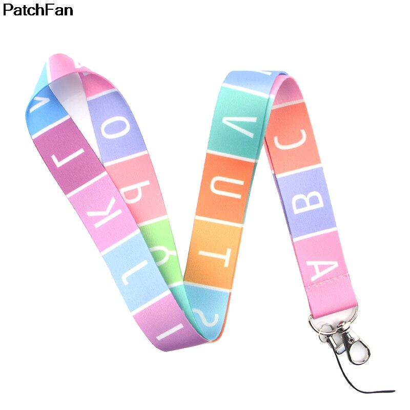 A2540 Patchfan kleurrijke alfabet Tag Strap Kids Nek Lanyards voor Veiligheid Breakaway Voor Mobiele Telefoon USB ID Badge Houder sleutel