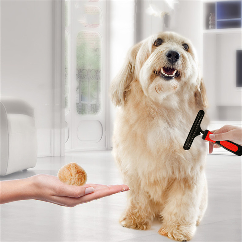 Lange Zahn Unterwolle Hund Rechen Anti-Unterhose Gummi Griff Hundesalon Rechen glatter Werkzeug Schwere und Pflicht Stahl Kamm pferd Heißer E11418