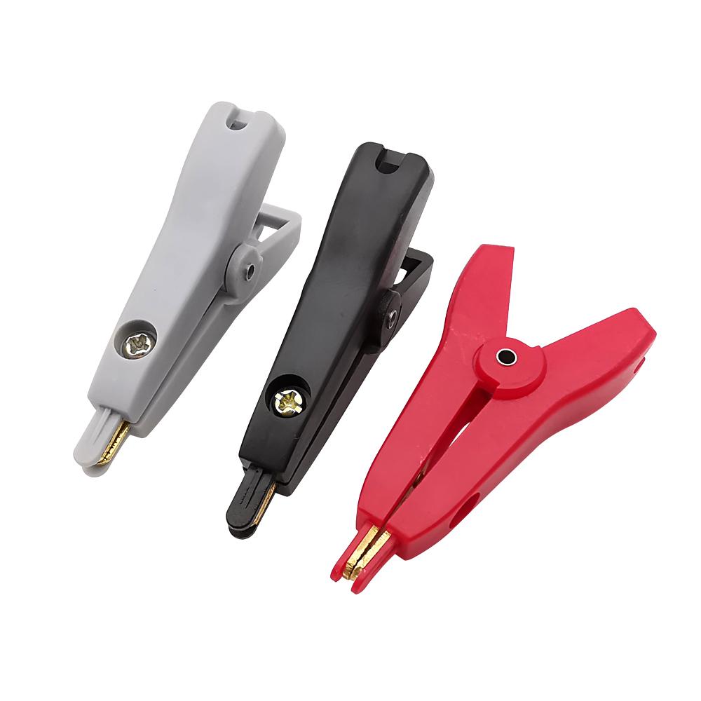 Pinza de cocodrilo plana aislada 5A, abrazadera de cocodrilo de latón de cobre eléctrico, pinzas de prueba de Metal, bricolaje, 52mm, LCR Kelvin